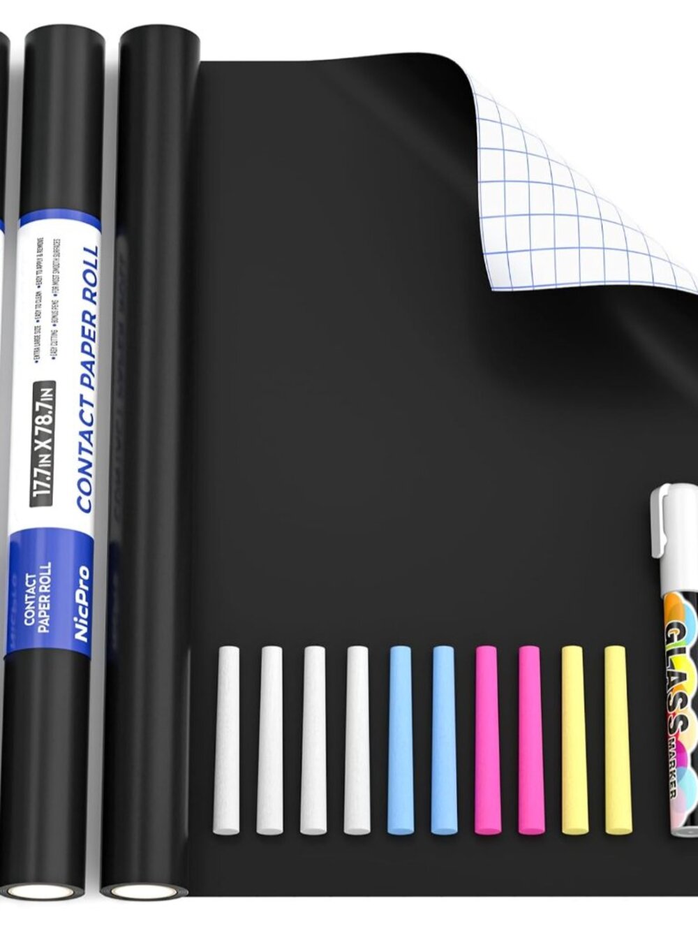 2 Pack Chalkboard Contact Paper Roll, 17.7" X 78.7" 6.5 Feet